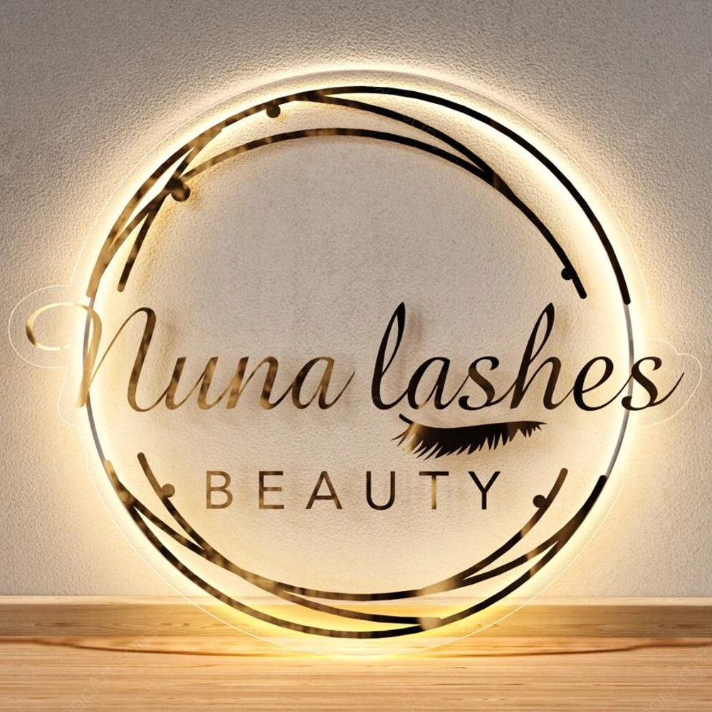 Acrylic Logo Sign, Round Business Sign, Nails Studio Sign, Clinic Sign, Small Sign, Beauty Salon Sign, Neon Acrylic, Bar Sign