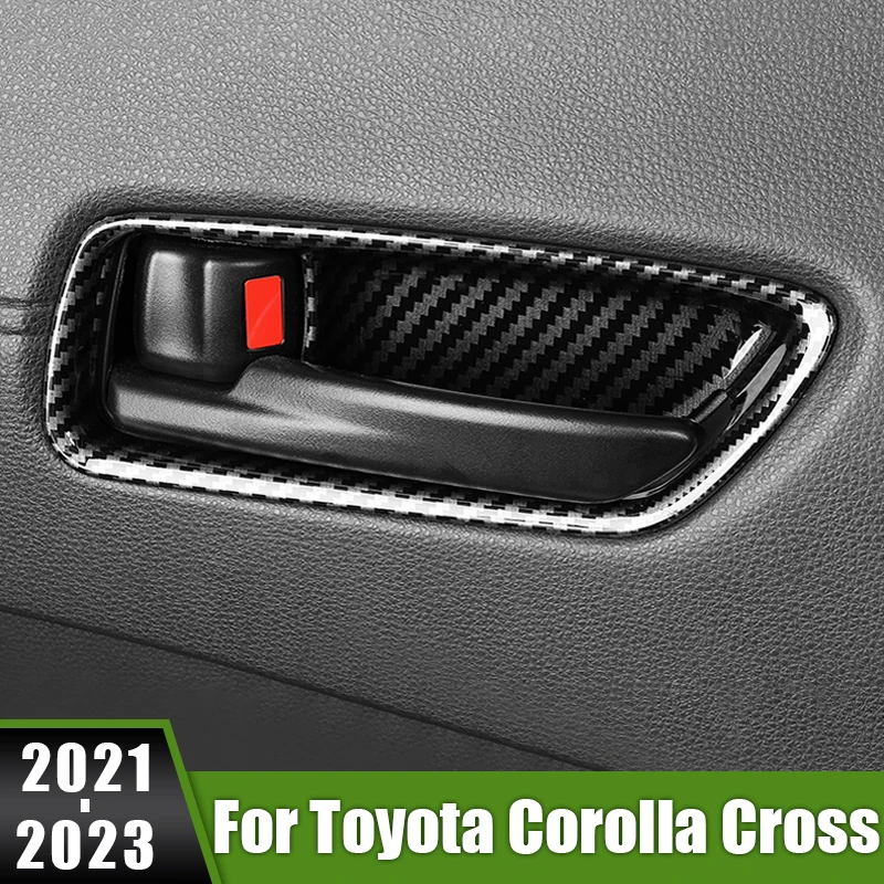 

For Toyota Corolla Cross XG10 Hybrid 2021 2022 2023 Car Inner Door Handle Bowl Frame Decoration Covers Trims Sticker Accessories