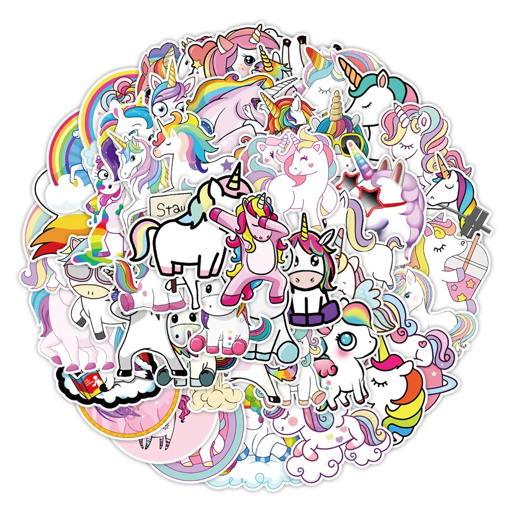 50 PCS Unicorn Graffiti Stickers Luggage Water Cup Computer Laptop Waterproof Stickers Handbook Stickers