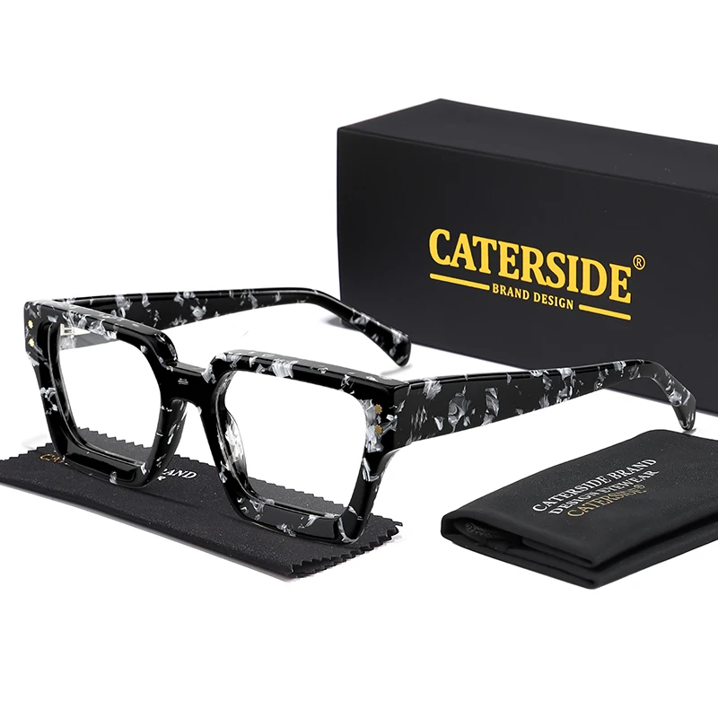 

CATERSIDE Square Men's Acetate Fiber Frame High-Quality Brand Design Optical Glasses Frame Women's Daily Decorative Glasses