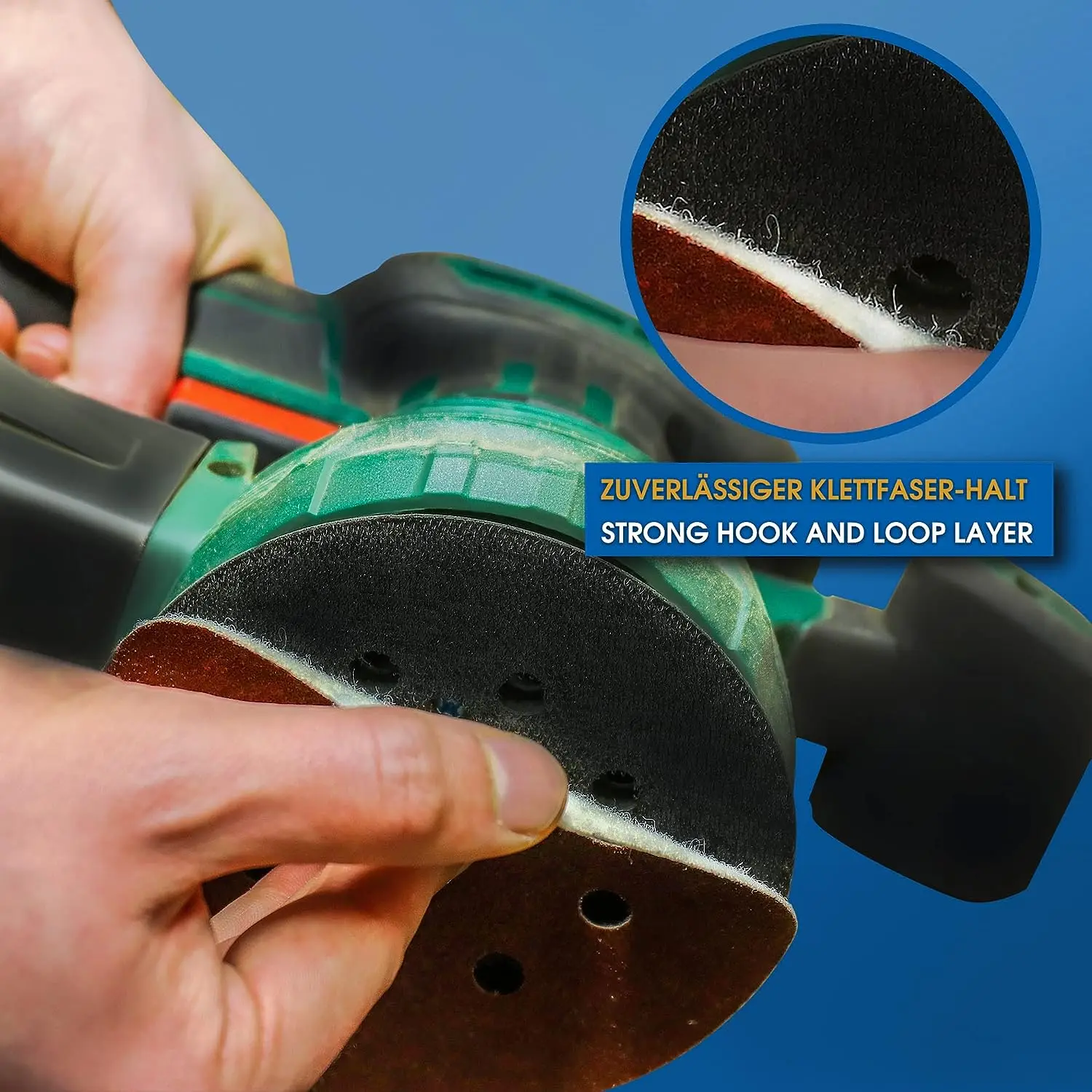 5 Inch 8 Holes Sandpaper Kit 70 Pcs Grit 60-400 Hook and Loop Quick Fitting for Random Orbit Sander for Grinding Wood and Metal