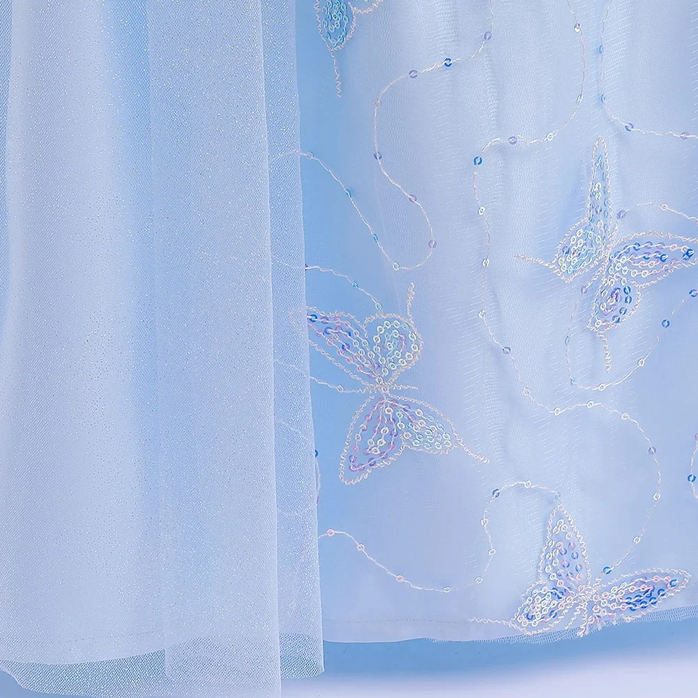 Kinderpartykleider für Mädchen, elegantes Cinderella-Prinzessinnenkleid, Schmetterlingsblaues Abendkleid für Mädchen, Sommer-Abschlussballkleid – Detail 11