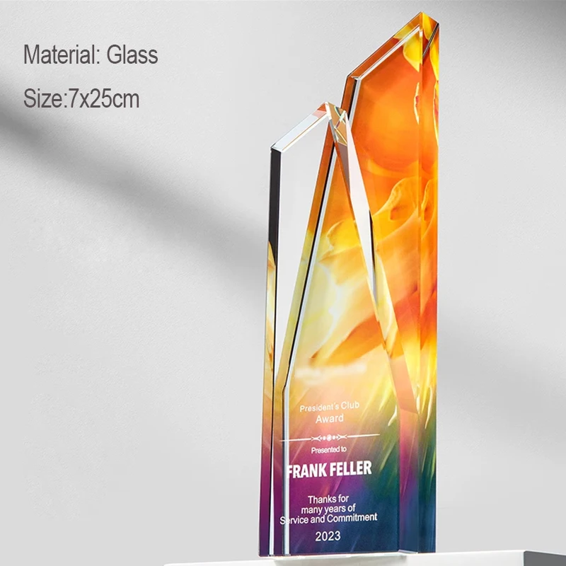 Coupe de récompense en verre personnalisée, cadeaux d'affaires pour une contribution remarquable, personnalisation gratuite avec texte et logo
