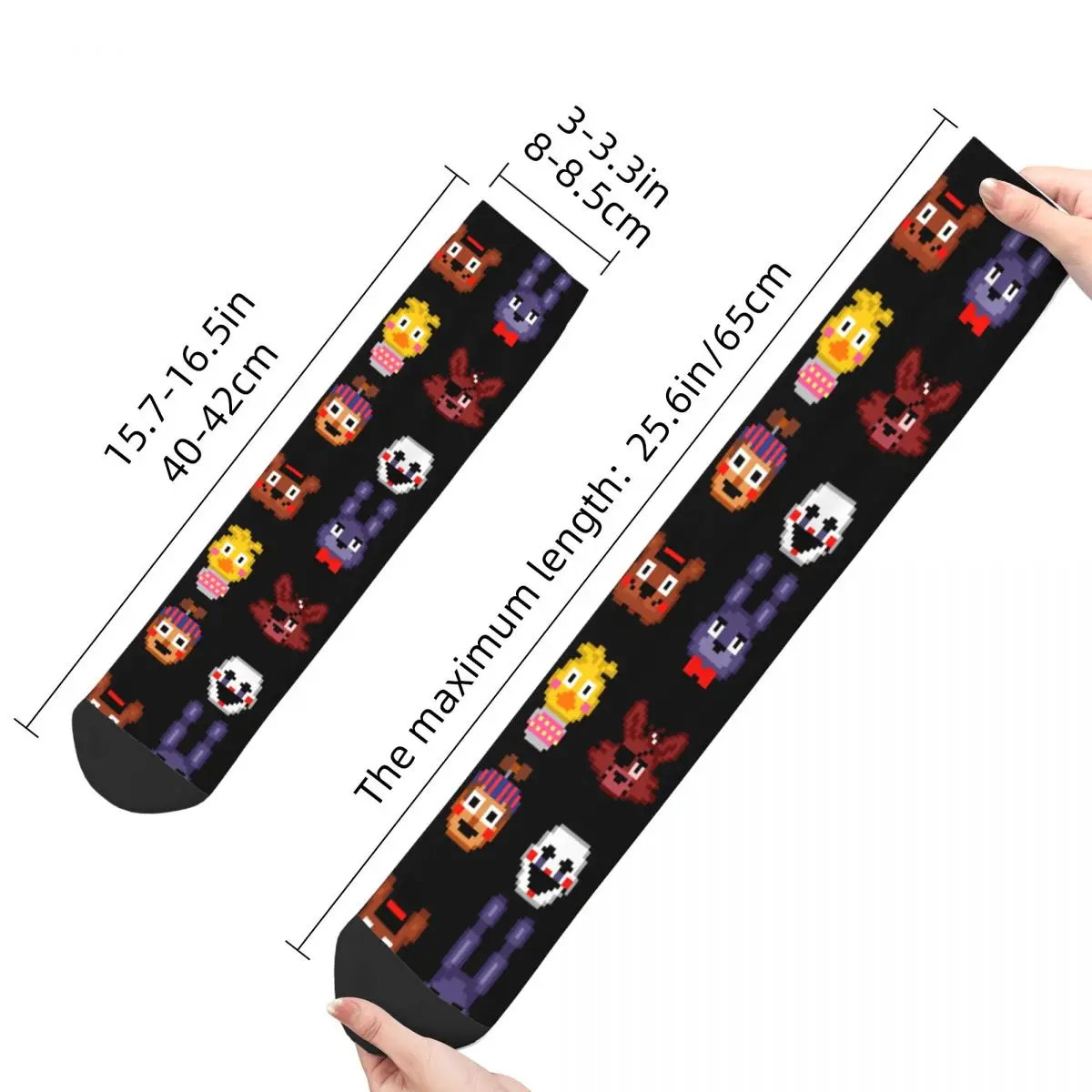 Hip Hop Vintage Pixel Design Classic Crazy Men\'s compression Socks Unisex FNAF Street Style Pattern Printed Funny Novelty Happy