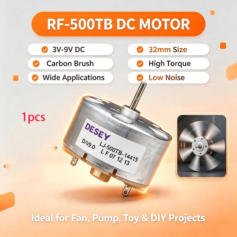LJ-500TB-14415 RF-500TB 500 DC Motor 3V-9V 32mm Carbon Brush for DIY Fan Pump Toy
