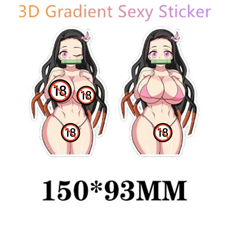 New 3D Gradient Sticker Sexy Vulgar 18+ Gentleman Trend Anime Cartoon Character High Quality Waterproof Car Sticker