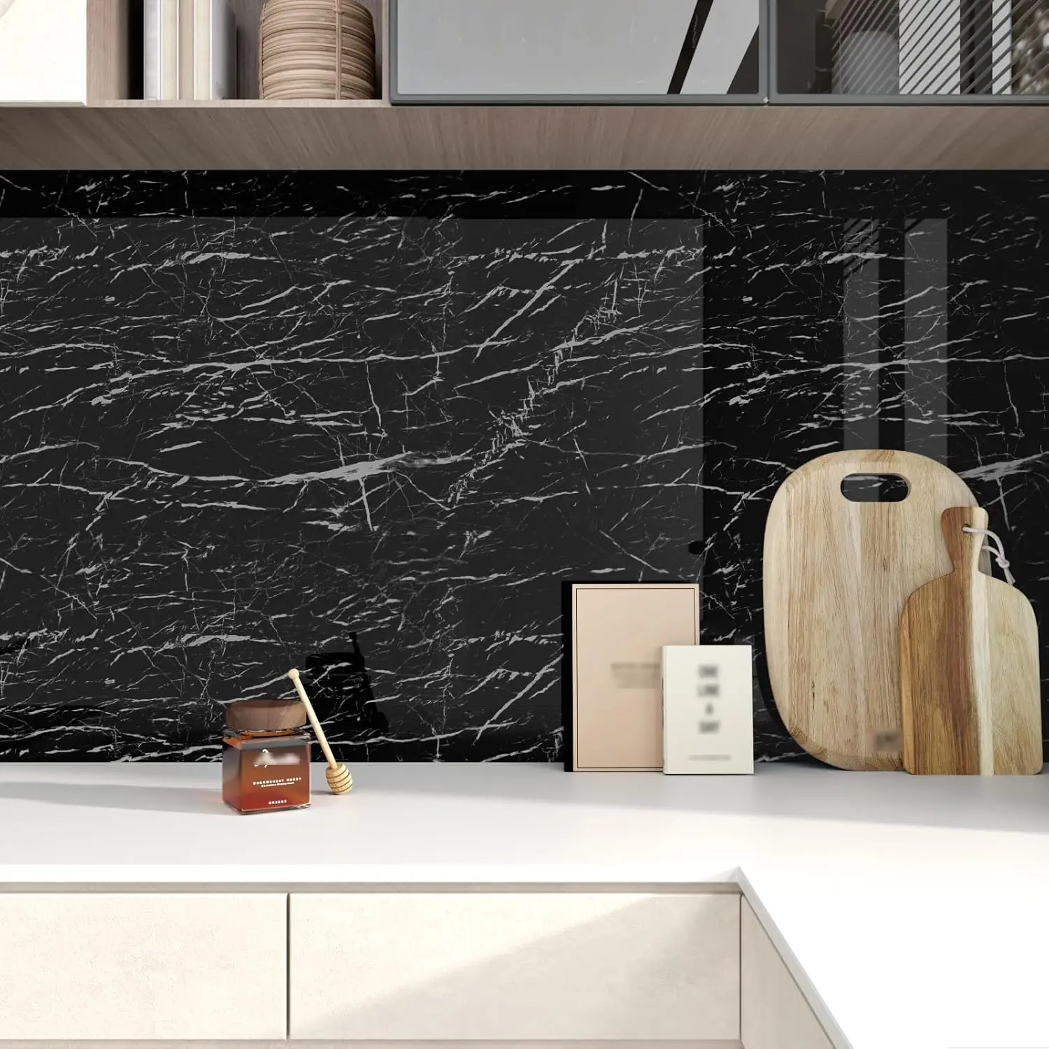 55 سنتيمتر الرخام الألومنيوم احباط خلفية ارتفاع درجة الحرارة المقاومة ملصقات المطبخ ورق حائط ذاتي اللصق بولي كلوريد الفينيل الحمام جدار Sti #2