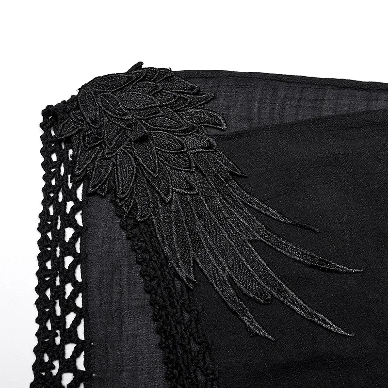 PUNK RAVE Women\'s New Gothic Large V-neck Witch Woven Dress Punk Hollow Personality Loose Tassels Hem Dresses Summer Streetwear