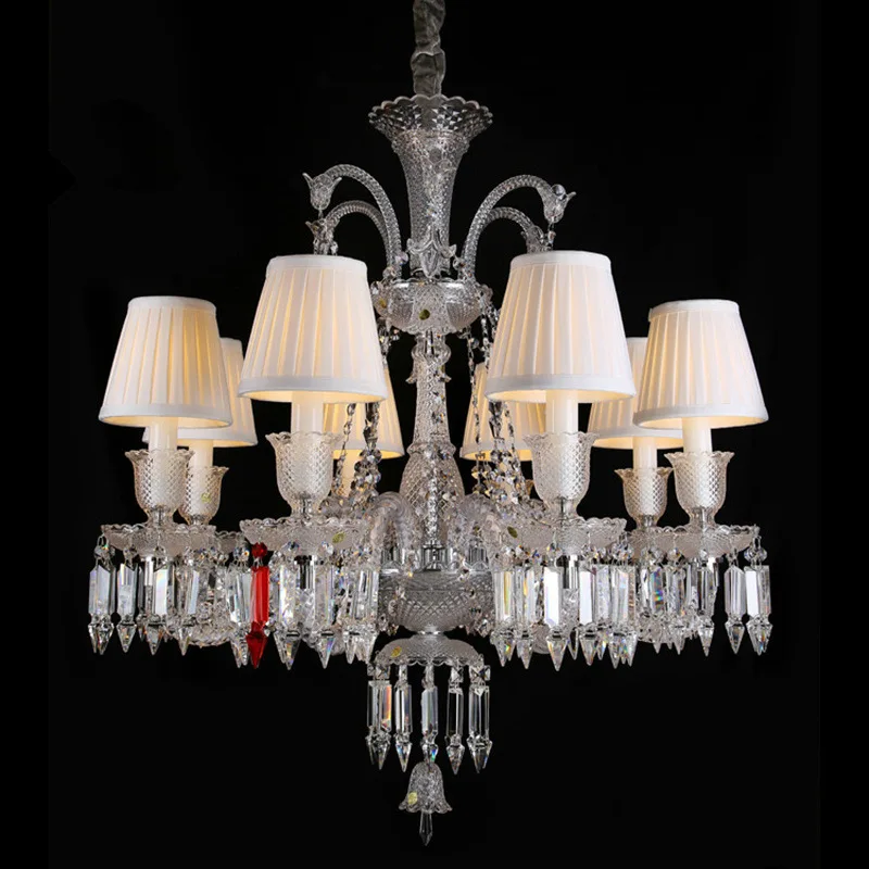 

Modern Clear Luxurious K9 Clear Crystal Chandelier Hanging Lamp 6/8/10arms Class A K9 Candle Crystal Chandeliers Home Decoration