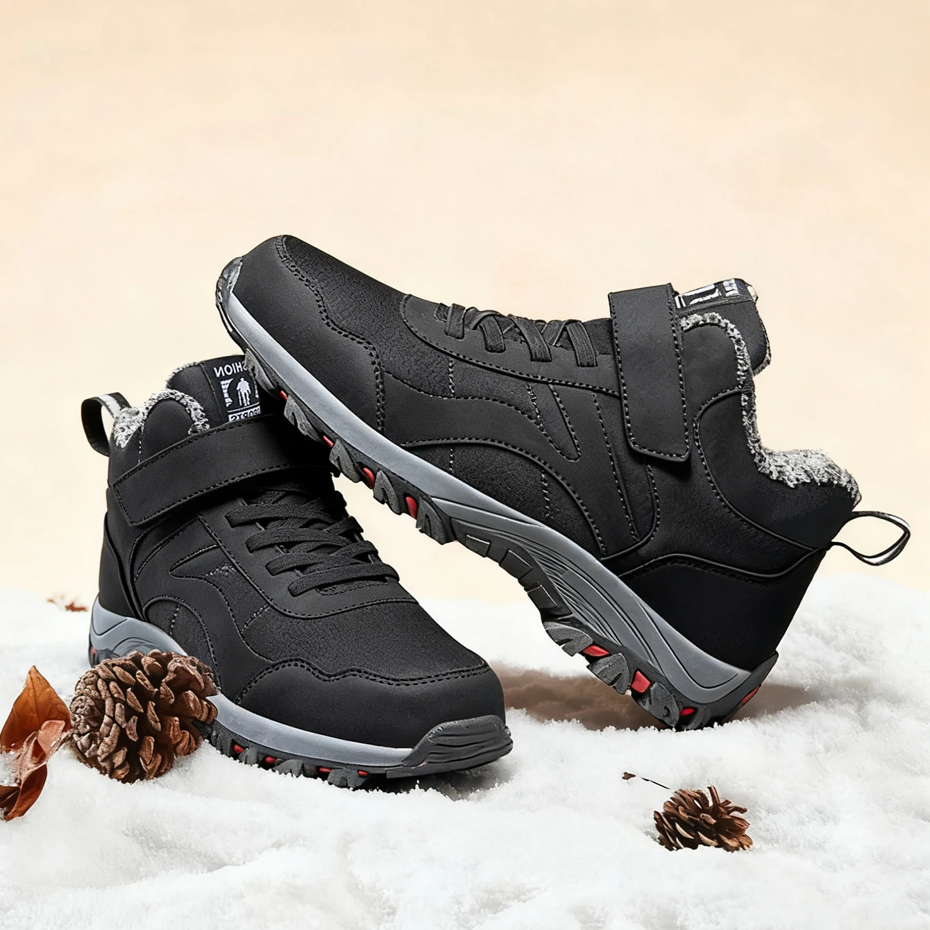 Ciepłe zimowe buty męskie botki z futrem lekkie wygodne sneakersy outdoorowe klasyczne śniegowce unisex buty zimowe botki do kostki