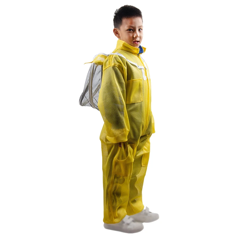 Kids Children 120cm-150cm Full Body Bee Protective Suit with Ventilated Fencing Veil Beekeeper Costume Suit