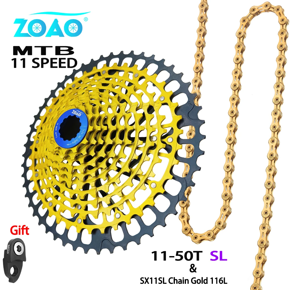 

ZOAO MTB 11 Speed 11-50 Cassette Gold HG Standard K7 11V Ultralight Freewheel Lightweight 11s Sprocket Ultimate for shimano