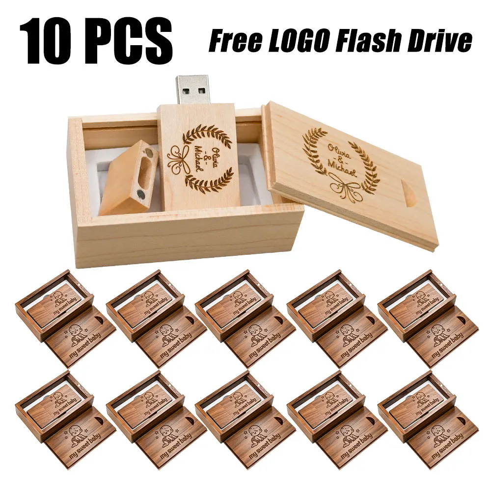 10pcs/lot Free Customize LOGO Wooden USB Pen Drive 4GB 8GB USB 2.0 Stick 16GB 32GB Flash Drive Exquisite Wood Photography Gift