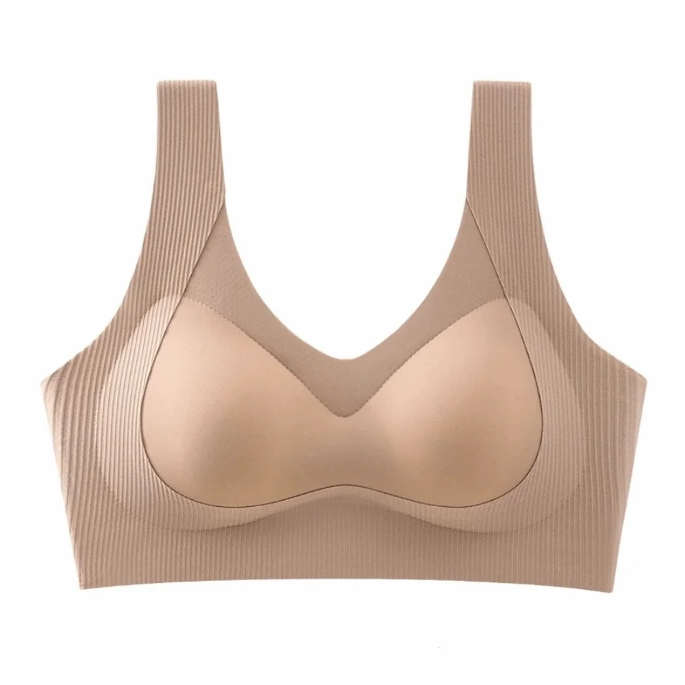 Simple Close-fitting Seamless Bra Shockproof Beautiful Back Wireless Bra Deep V Seamless Underwear Girls