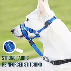 2-Pack Adjustable Nylon Dog Muzzles with Reinforced Stitching–Leader Halter with Safety Strap for Training and Pull-Free Walks