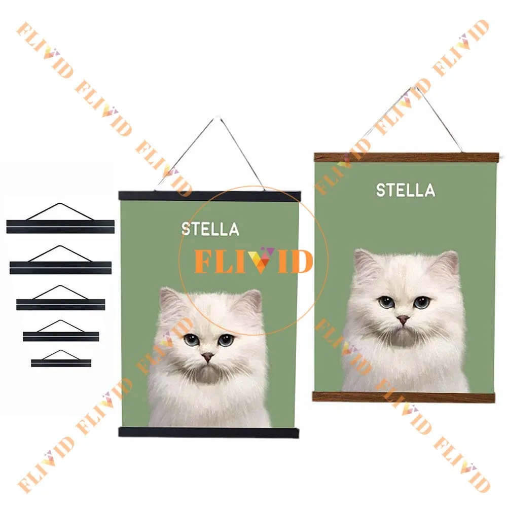 

1pc 51cm Magnatic Poster Hanger Teak Wood Black White Photo Frame Canvas Painting Frame Gold Black Walnut Wall Frame