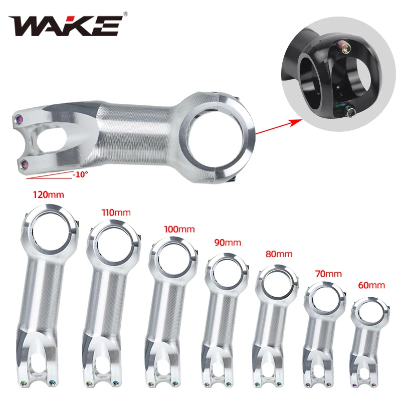 Wake Rennrad Fahrradlenker-Vorbau 31,8mm 10 Grad Aluminiumlegierung Leichtgewicht für Radfahren Silberner Vorbau Zubehör