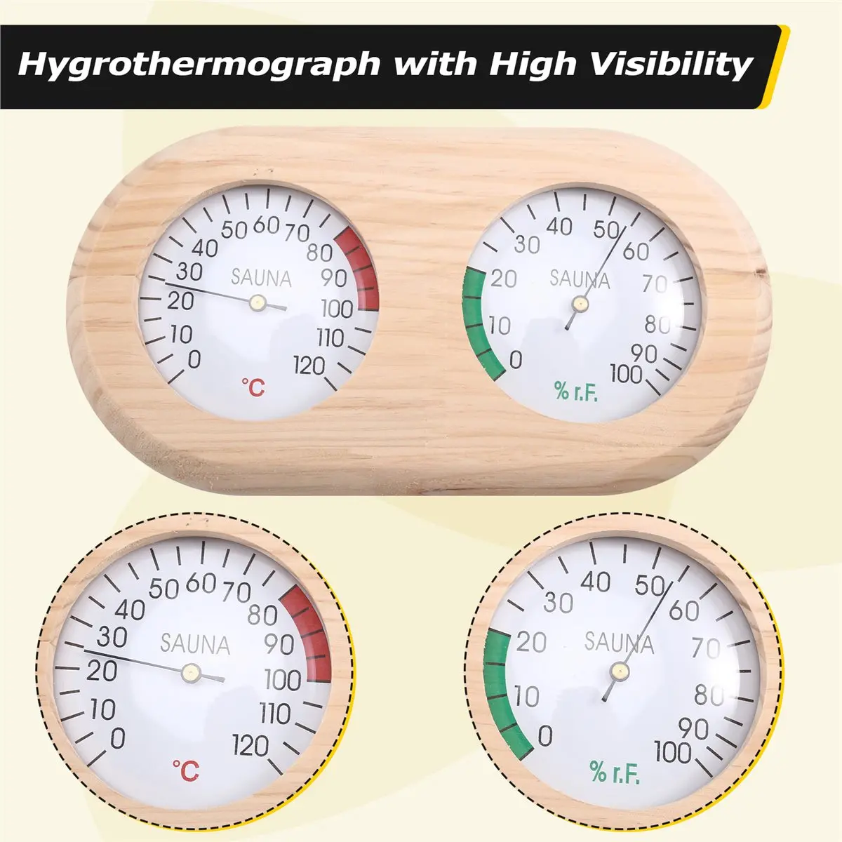 2-in-1 Sauna Thermometer and Hygrometer, Sauna Thermometer, Sauna Thermometer Gauge for Sauna Room, Sauna Accessories