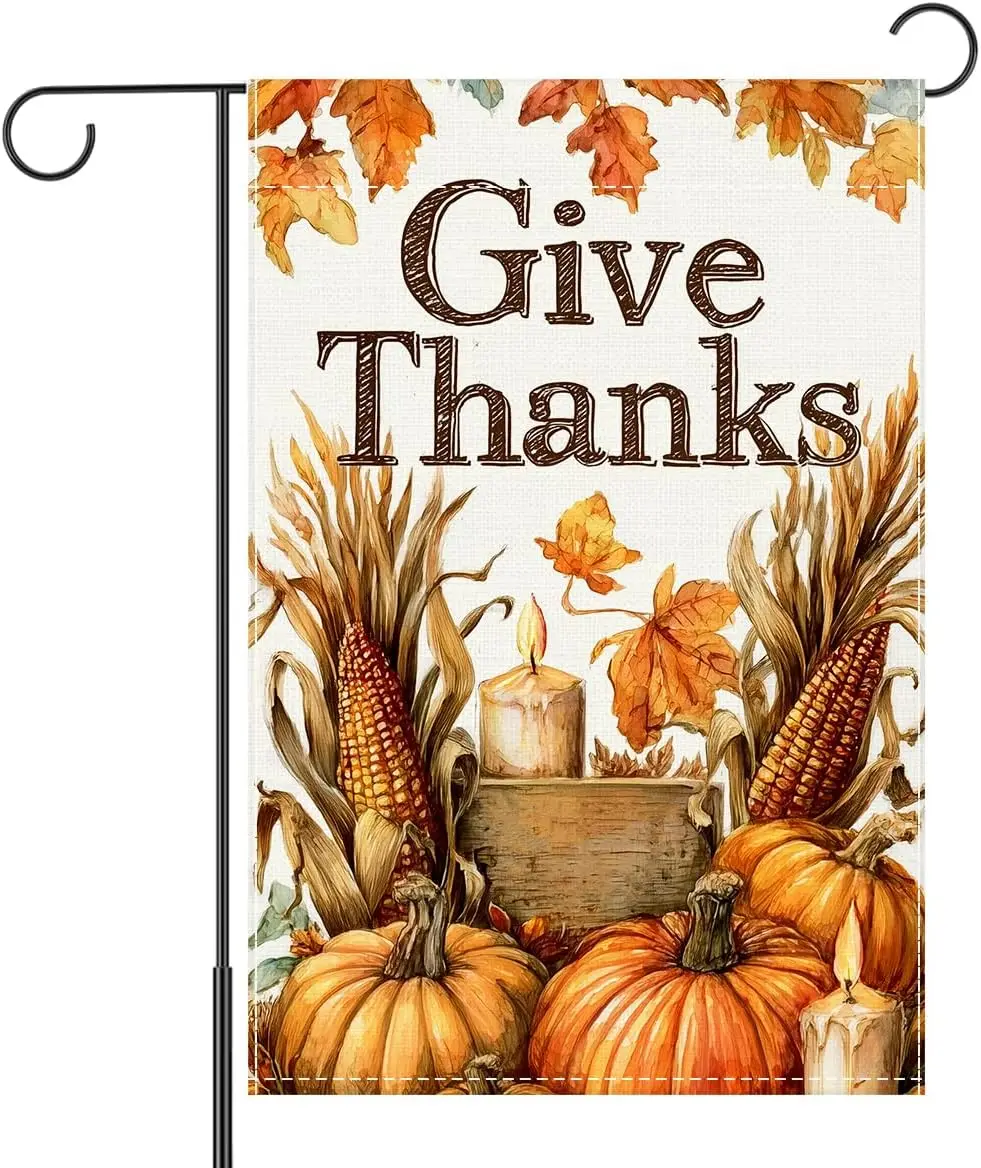 Fall Thanksgiving Garden Flag 12x18 Double Sided, Fall Thanksgiving House Flag for Yard Outside Outdoor Harvest Autumn Pumpk SSL