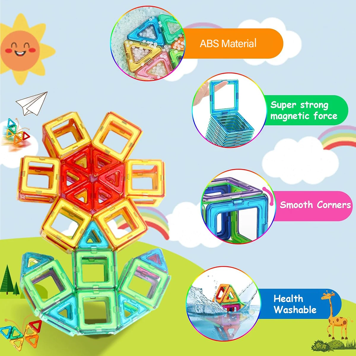 Magnetische bouwstenen, groot formaat STEM-speelgoed, leren educatieve constructorset magneetspeelgoed verjaardagscadeau 30/50/100PCS