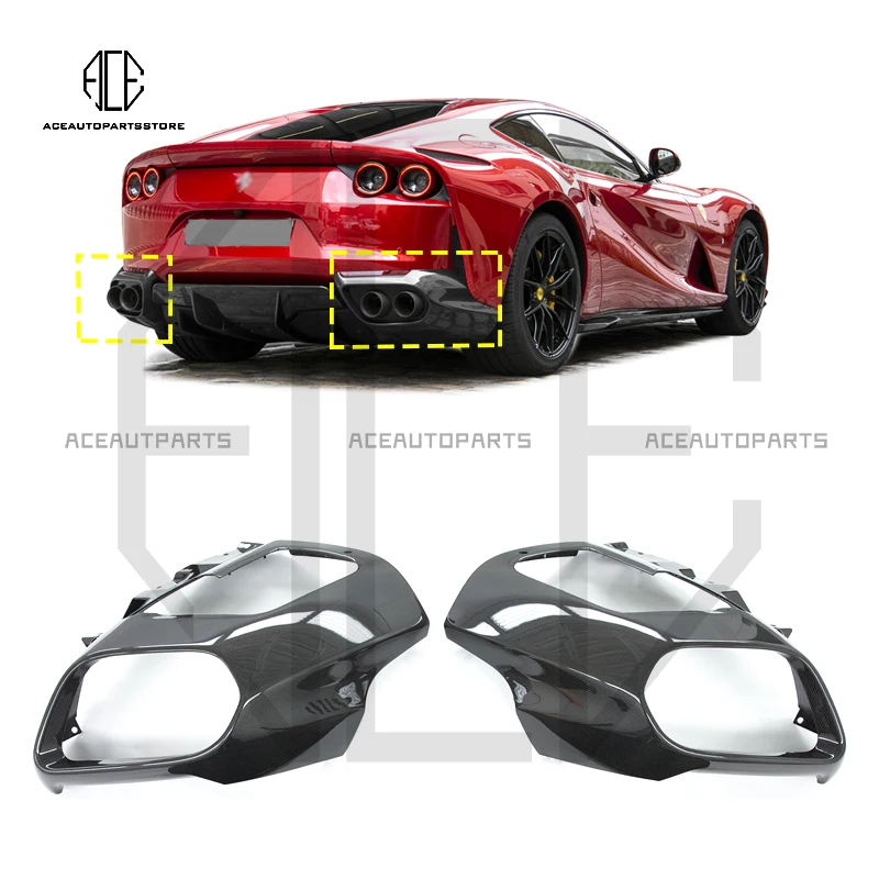 Car Rear Deflector Spoiler Shovels Car Splitters For Ferrari 812 Dry Carbon Fiber Diffuser Rear Decorative Scratch Resistant