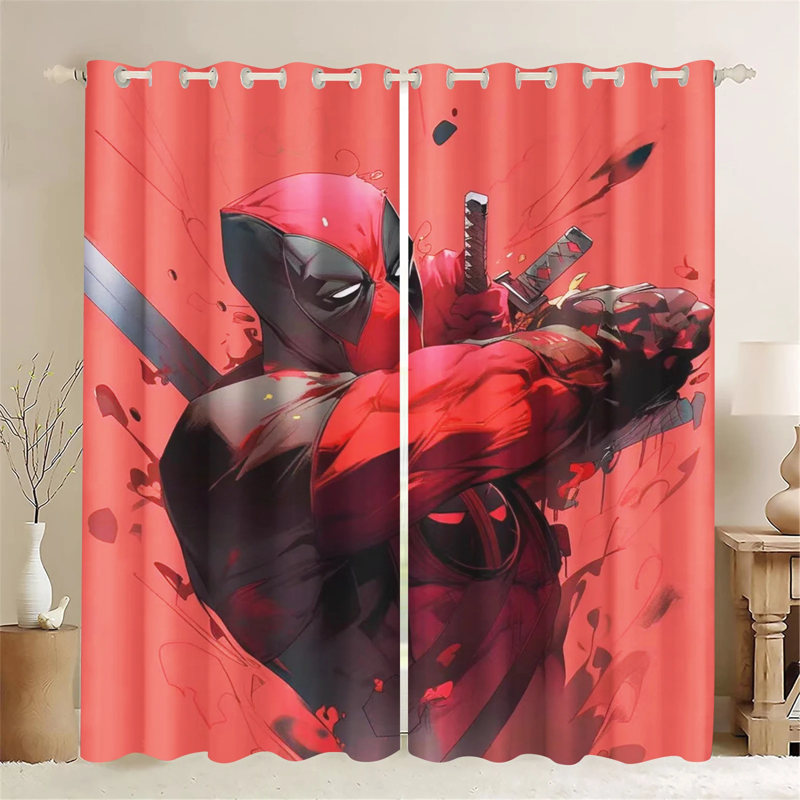 Deadpool and Wolverine Curtains Living Room, Blackout Cartoon Animated Curtains, Customisable Home Nursery Window Treatments