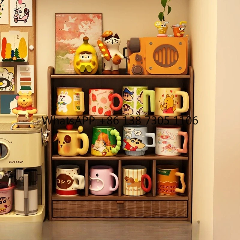 

Solid wood water cup rack covering ancient coffee cup storage display rack kitchen seasoning storage table cup holder