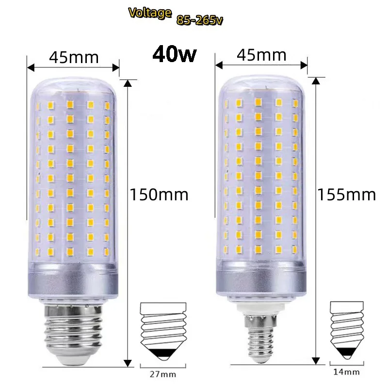 CCT brilhante dupla cor levou bulbo de milho, E27, E14, 30W, 40W, 3000k, branco natural, 4000k, 6000k, projeto doméstico, teilling, fábrica, 10pcs