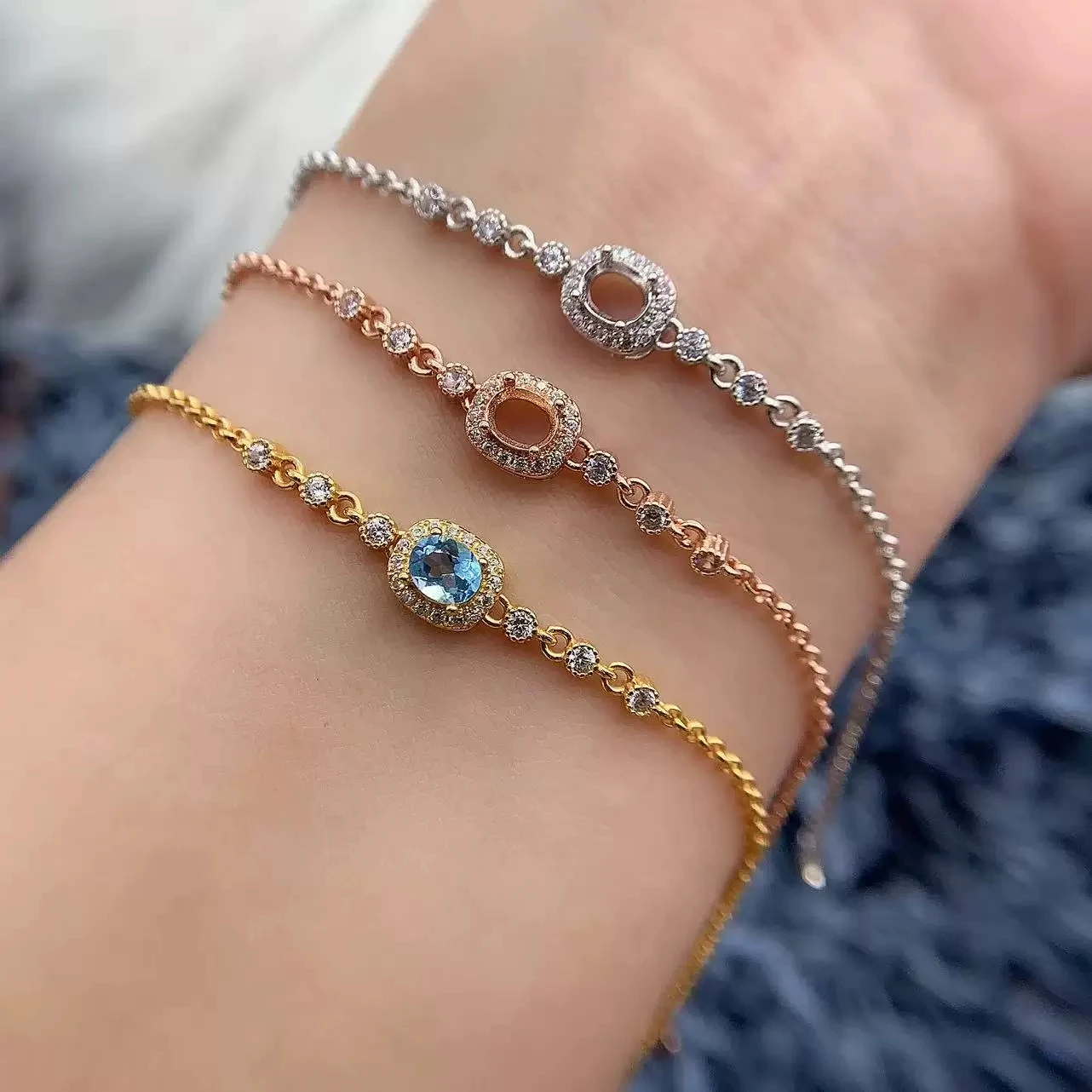 

MeiBaPJ Inlay Oval 4*5mm Stone S925 Sterling Silver DIY For Womens Gifts Bracelet Setting Light Luxury Free Delivery Wholesale