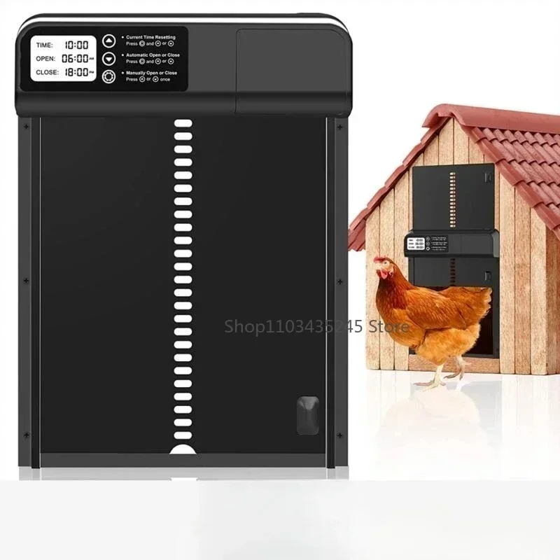 Automatic Chicken Coop Door Induction Electric Metal Intelligent Timing Automatic Opening&Closing Coop Door Farm Management Tool