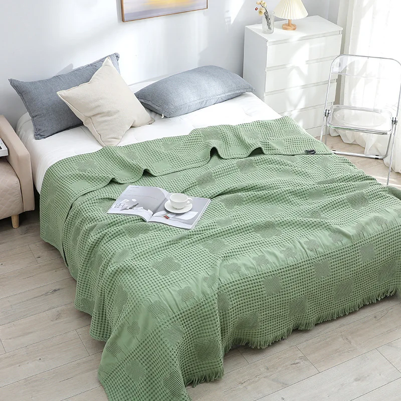 Honeycomb Waffle Cotton Blanket, Japanese Bedspread, 200*230 Pillowcase, 50*75 cm