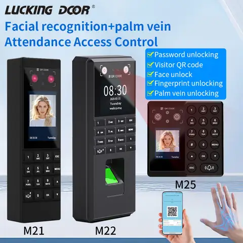 Face Door Access Control Attendance and Mobile APP QR Code Password  Palm Vein Card PIN Authentication support Multi-Language