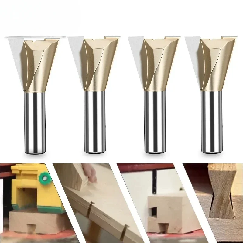 

BIESUO Dovetail Joint Router Bit Wood 12.7mm Shank Woodworking Milling Cutter Tungsten Steel Engraving End Mill Carpentry Tools