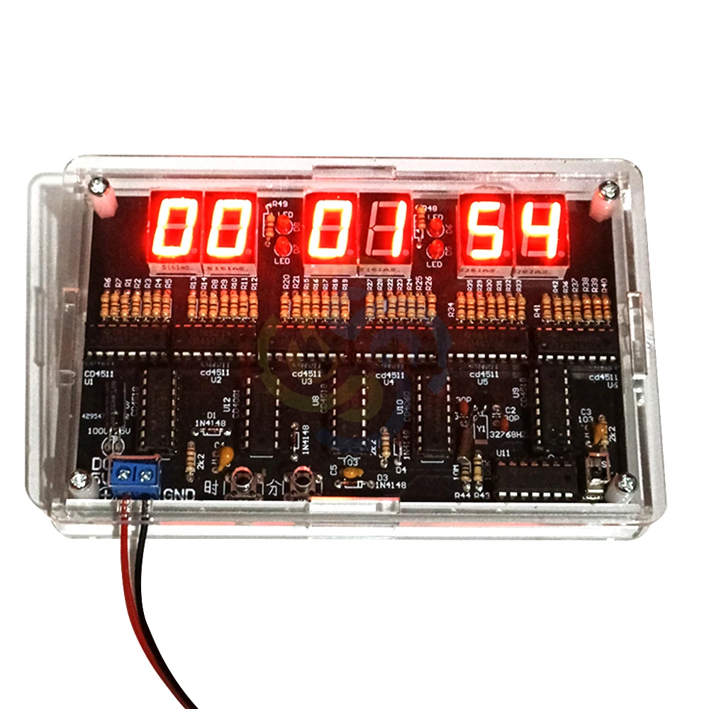 DC4.5V-5.5V 6 Digits DIY Clock Kit Auto Display Time DIY Alarm Clock Soldering Practice Kit for Students and Diyers