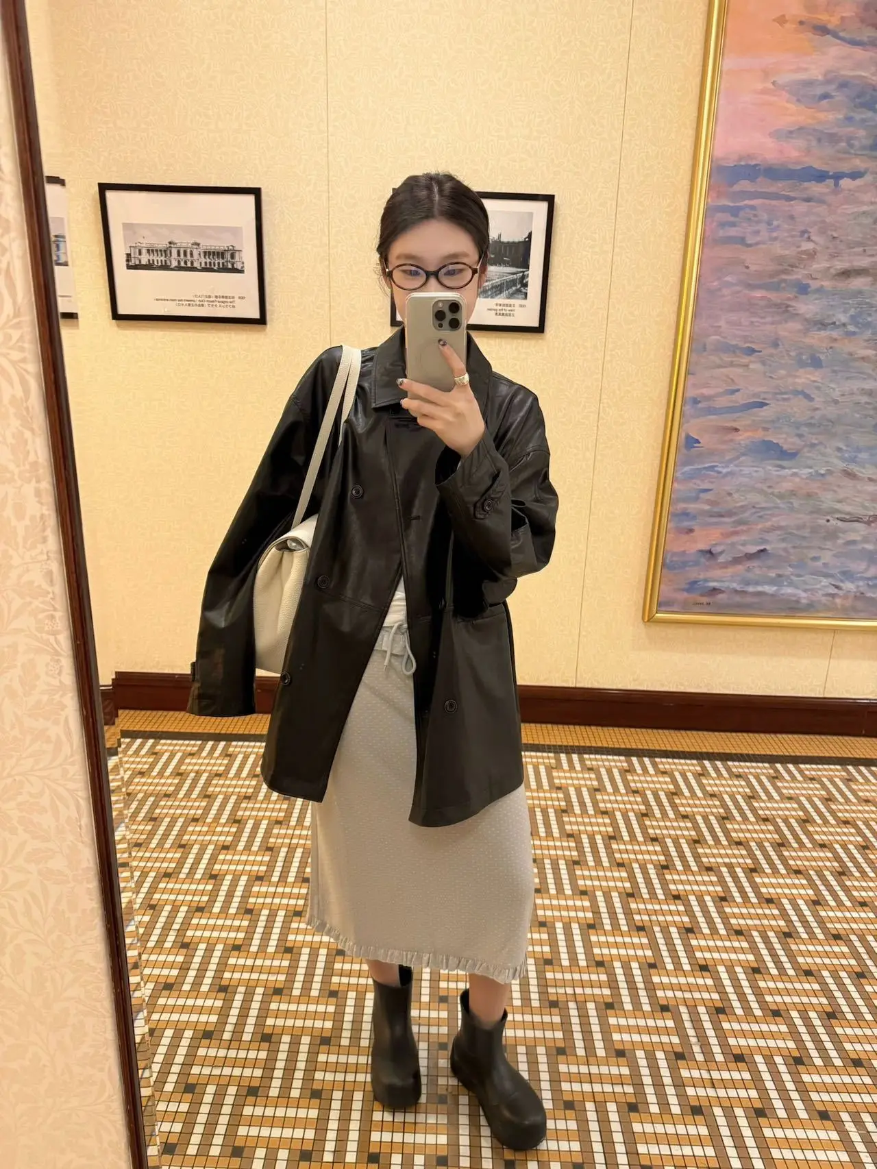 

Lilian Casual Loose Women's Leather Jaet Versatile Spring Faion Outerwear Long Sve Collar Single Button Closure