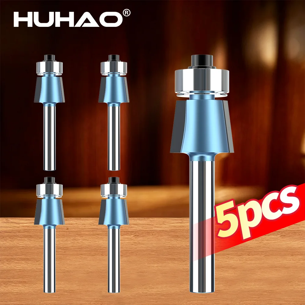 HUHAO 5PCS Chamfer Router Bit 1/4