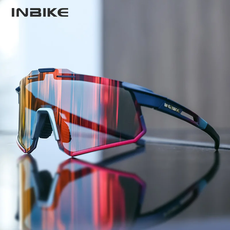 INBIKE Photochromic Cycling Sunglasses Professional Road Bike Riding Glasses for Men Bicycle Windproof Sand Goggles Bike Eyewear