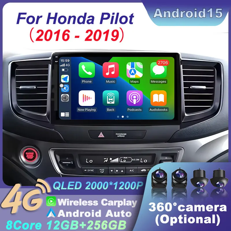 

Wireless Android 15 for Honda Pilot 2016-2019 GPS Navigation Car Player Radio WIFI DSP Stereo Video Carplay Multimedia Player BT