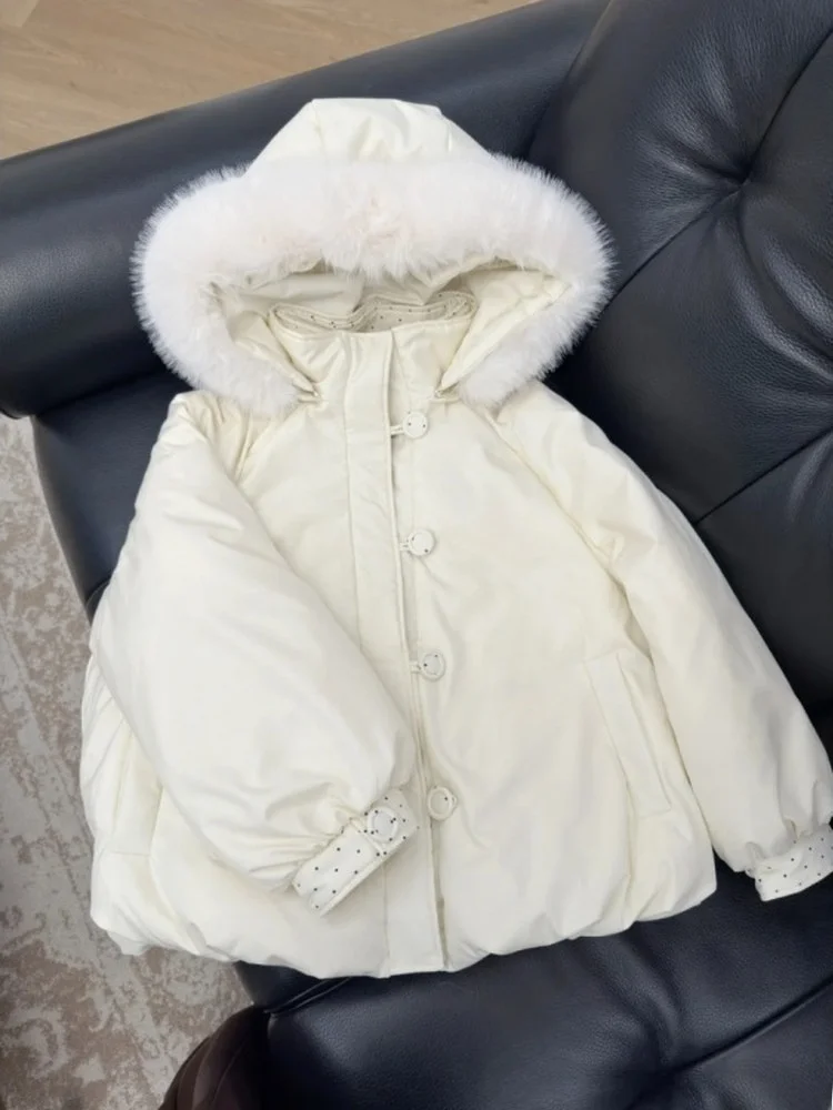

Sli White Thiened Warm Cotton Jaet ort Quilted Outerwear Winter Clothes Korean Sle Small Size Coat for Women