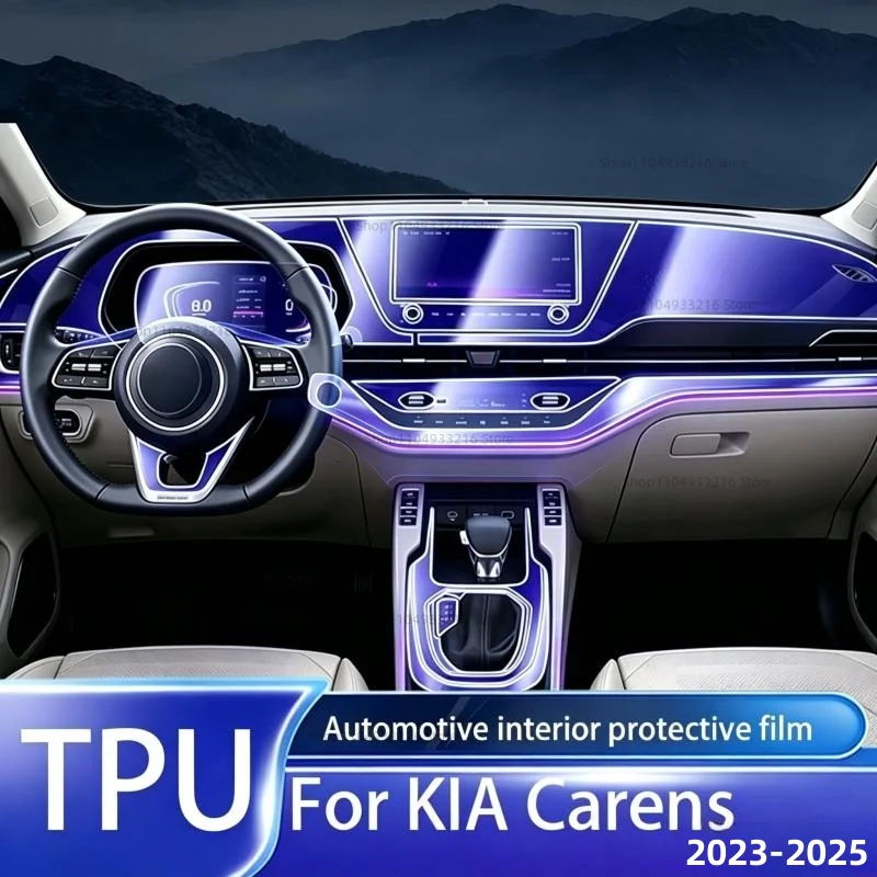 Transparent TPU Protective Film Anti-scratch For KIA Carens 2023-2025 Car Interior Center Console Dashboard Navigation Pre-cut