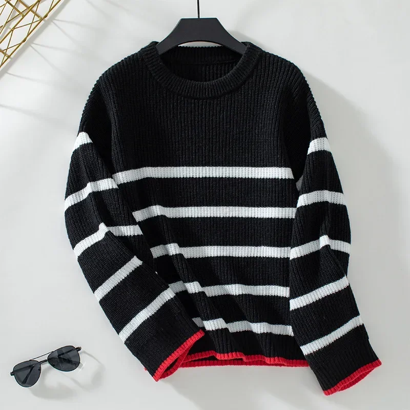 New Autumn Casual Loose Striped Knitted Pullover Sweater Women Jumper 2024 Winter O-neck Long Sleeve Knitwear for Women Sweaters