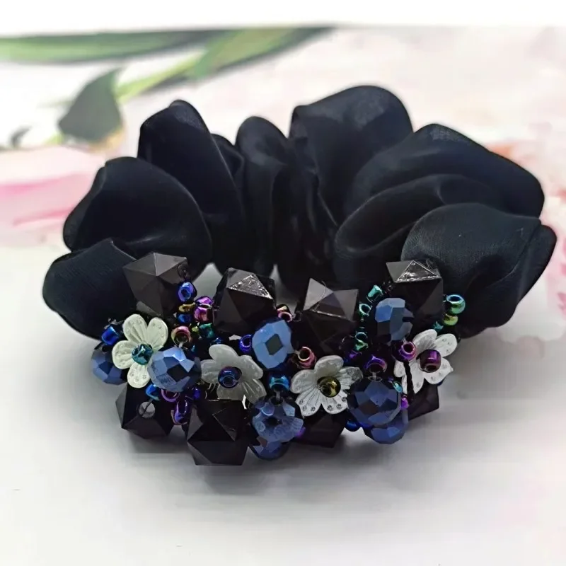 Starry Organza Large Intestine Hair Band Women\'s High-Grade Hair Rope Updo Bun Head Headdress Flower Scrunchies Accesorios Mujer