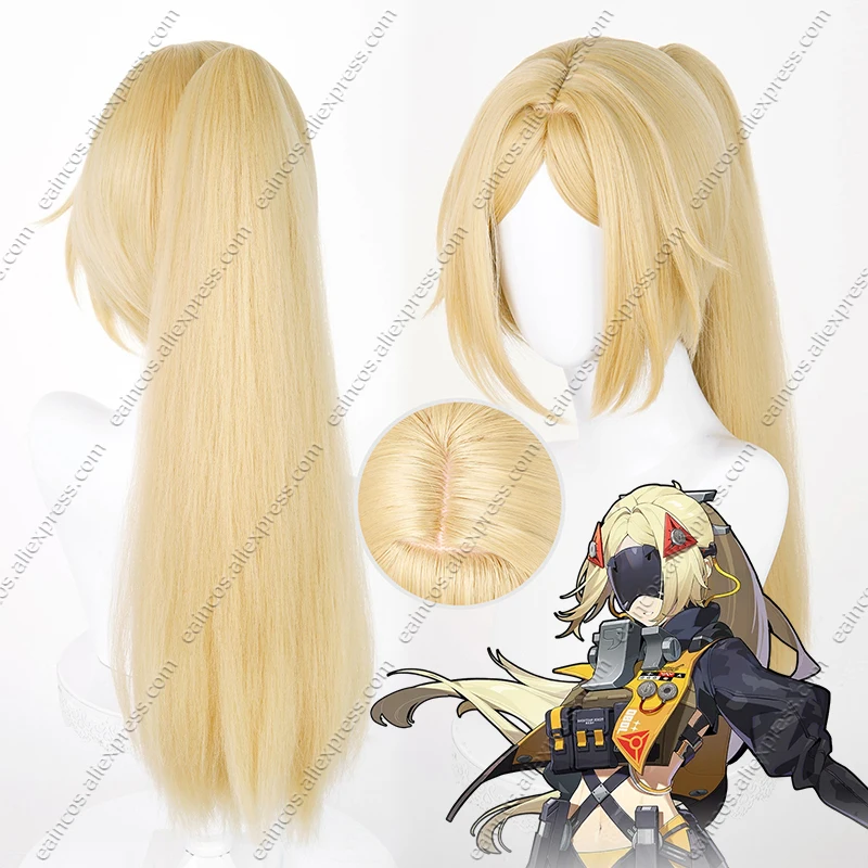 

ZZZ Trigger Cosplay Wig 56cm Long Blonde Mixed Color Ponytail Heat Resistant Synthetic Hair