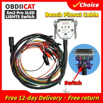 SM2 PRO J2534 3LED Işıklar Kablo Anahtarı Önyükleme Tezgah Kablosu DB25 ECU Pin Çıkışı Kablosu VCI Okuma ve Yazma ECU BATT VCC KLINE CAN-L