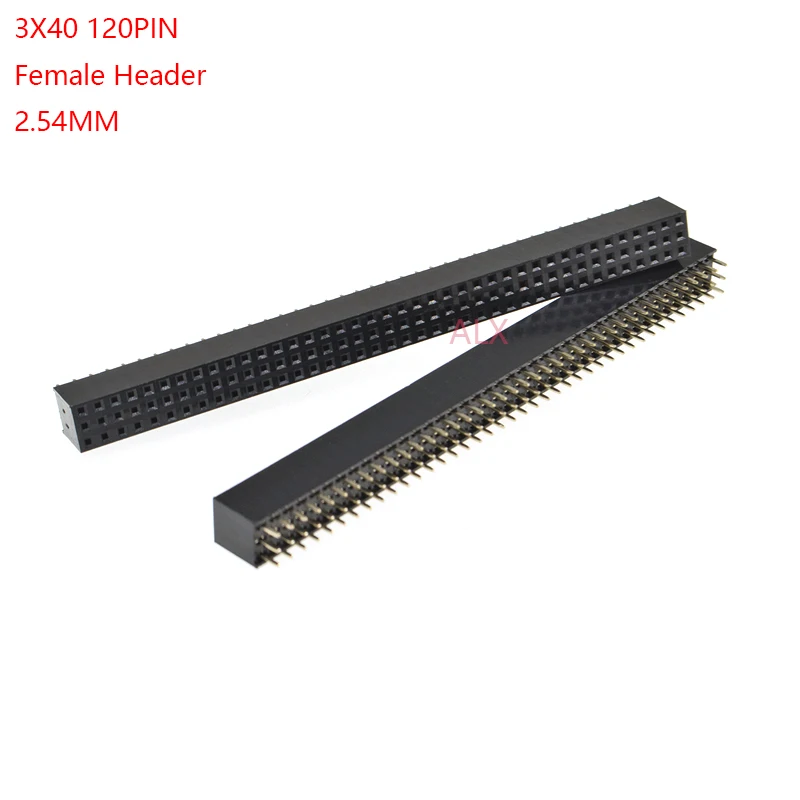 2pcs 3x40 Pin 3 Row Straight Female Pin Header 2.54mm Pitch Strip Connector Socket 3*40 40p 40pin 120 Pin For Pcb Board
