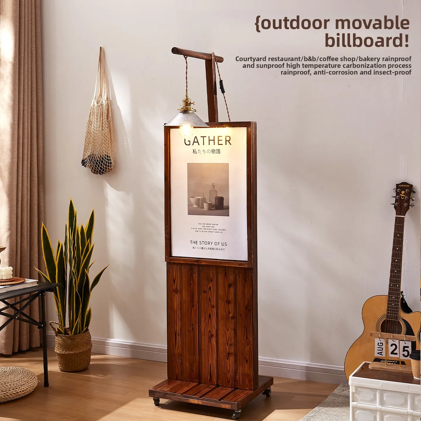 YJQ outdoor mobile billboard display stand B & B courtyard restaurant entrance billboard stand movable