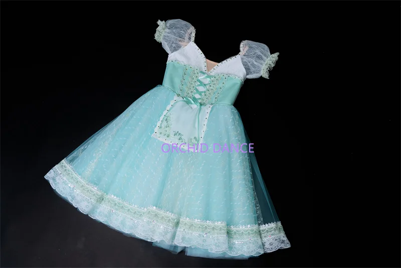 Tutú romántico largo profesional para niños, niñas, mujeres y adultos, ropa de actuación de Ballet, verde menta