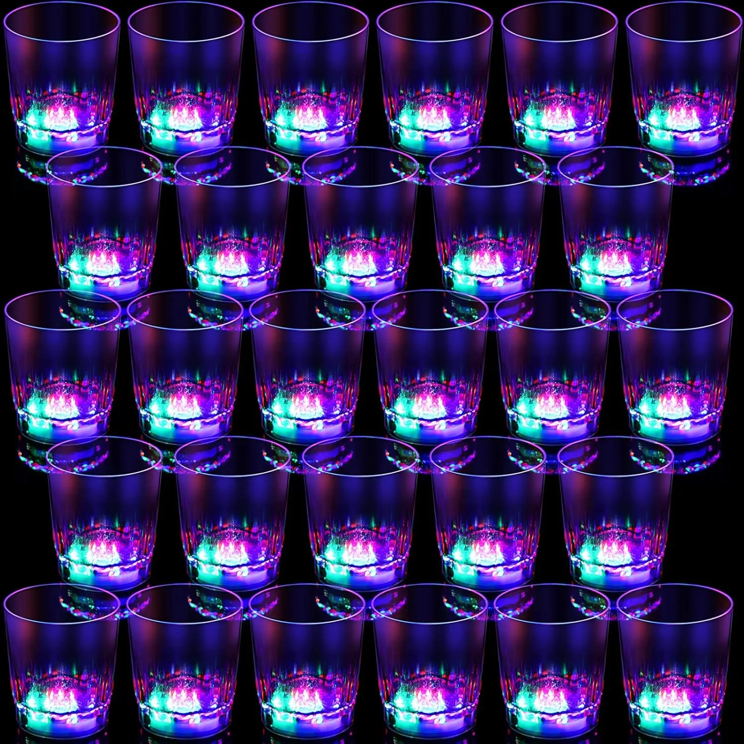 

96PCS LED Light Up Shot Glasses Set with Flashing RGB Lights, Glow in the Dark Acrylic Cups for Party Bar Wedding