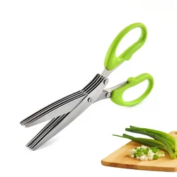 Multi-functional Stainless Steel 3/5 Layer Kitchen Scissors Pepper Shredded Chopped Scallion Cutter Laver Cut Cooking Tool