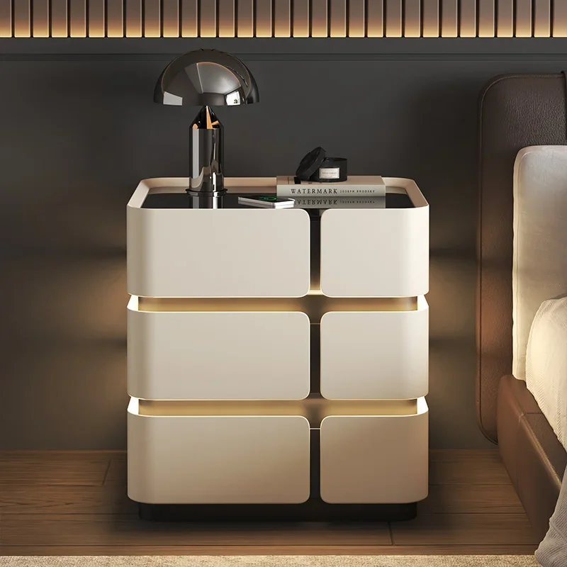

Drawers Smart Nightstands Bedroom Luxury Cute Things Nightstands White Minimalist Mesa De Noche Dormitorio Home Furniture